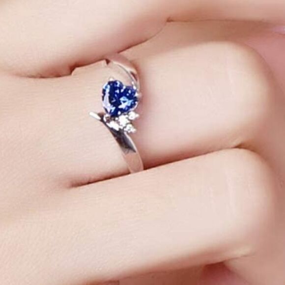 LOVE Heart Shaped Loving Bridesmaid Tanzanian Flame 7 In 1 Zircon Ring Size 6.5 - Picture 10 of 10